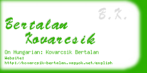 bertalan kovarcsik business card